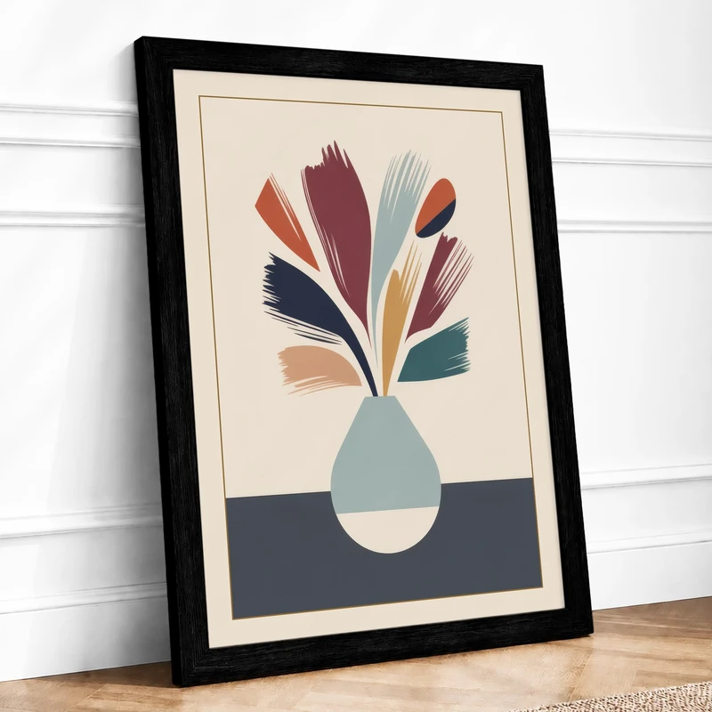 Minimal Vase Study Minimalist Framed Wall Art Print A1 (84.1×59.4cm) Black, Wall Decor for Living Room, Bedroom, Office & Home, Ready to Hang, Art Gift