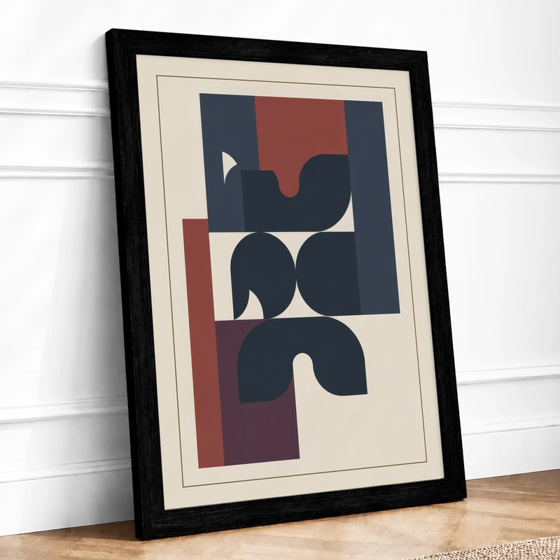 Stillness Geometric Framed Wall Art Print A1 Black