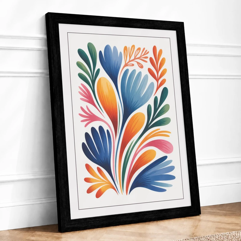 Radiance Botanical Framed Wall Art Print A1 (84.1×59.4cm) Black, Wall Decor for Living Room, Bedroom, Office & Home, Ready to Hang, Art Gift