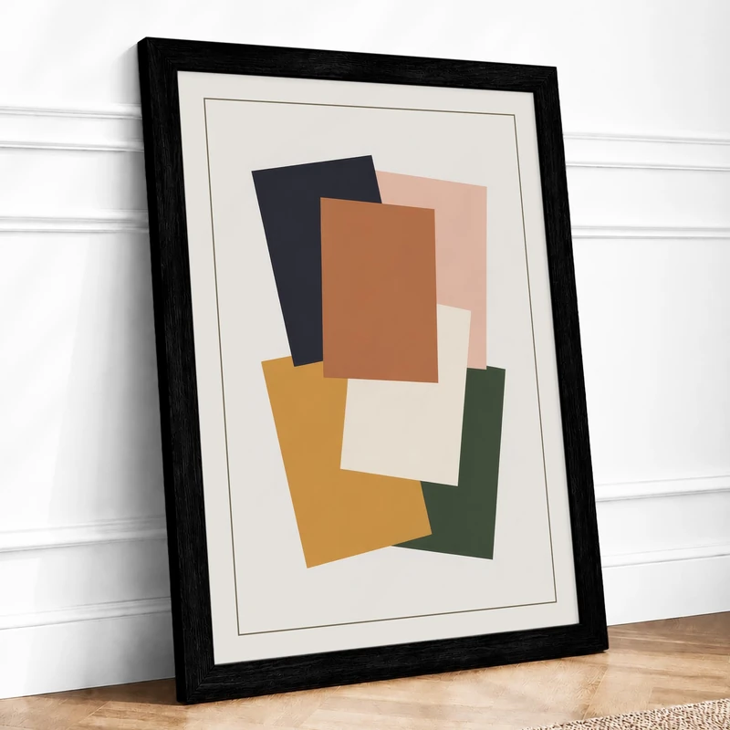 Earth Rectangles Minimalist Framed Wall Art Print A1 (84.1×59.4cm) Black, Wall Decor for Living Room, Bedroom, Office & Home, Ready to Hang, Art Gift - Image 1