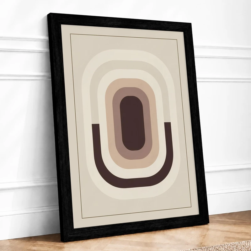 Concentric Depths Minimalist Framed Wall Art Print A1 (84.1×59.4cm) Black, Wall Decor for Living Room, Bedroom, Office & Home, Ready to Hang, Art Gift - Image 1