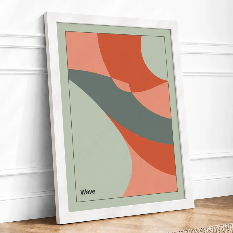Organic Waves Minimalist Framed Wall Art Print A1 (84.1×59.4cm) White, Wall Decor for Living Room, Bedroom, Office & Home, Ready to Hang, Art Gift - Image 1