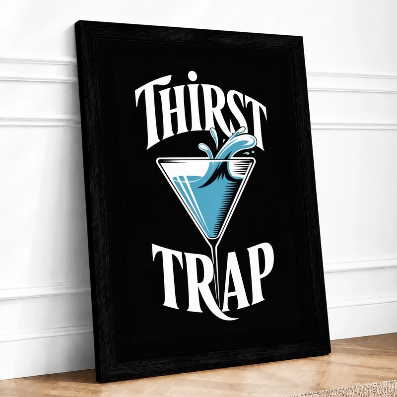 Thirst Trap Retro Framed Wall Art Print A1 (84.1×59.4cm) Black, Wall Decor for Living Room, Bedroom, Office & Home, Ready to Hang, Art Gift - Image 1