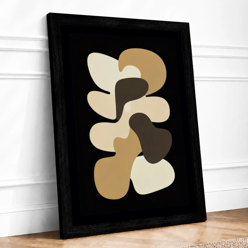 Organic Symmetry Minimalist Framed Wall Art Print A1 (84.1×59.4cm) Black, Wall Decor for Living Room, Bedroom, Office & Home, Ready to Hang, Art Gift