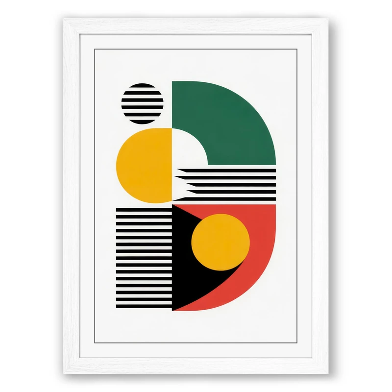 Alphabet Forms Geometric Framed Wall Art Print A1 (84.1×59.4cm) White, Wall Decor for Living Room, Bedroom, Office & Home, Ready to Hang, Art Gift - Image 1