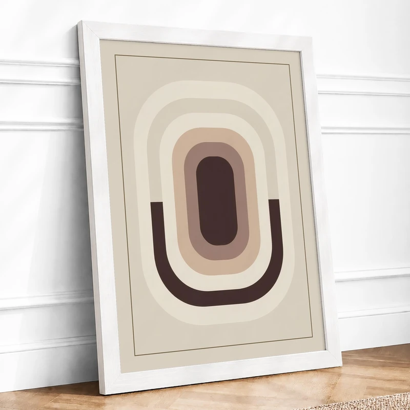 Concentric Depths Minimalist Framed Wall Art Print A1 (84.1×59.4cm) White, Wall Decor for Living Room, Bedroom, Office & Home, Ready to Hang, Art Gift - Image 1