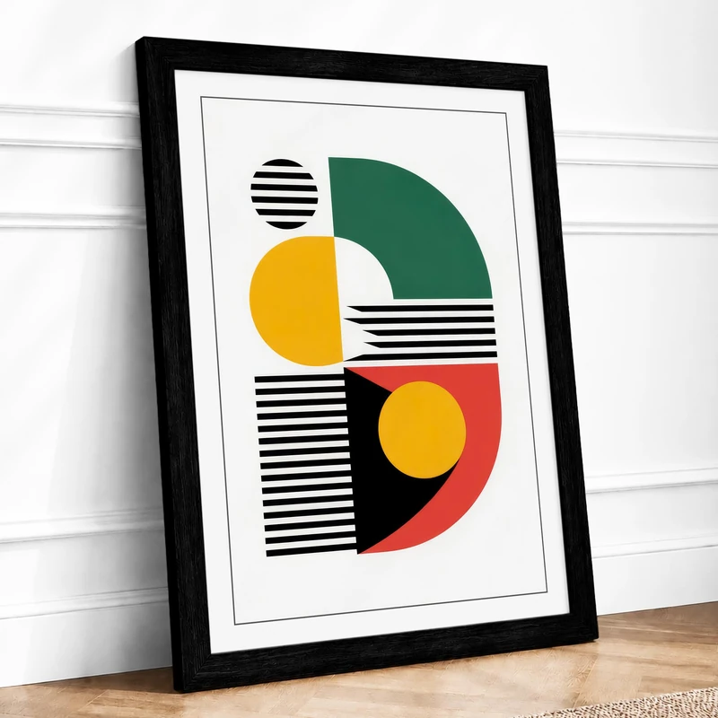 Alphabet Forms Geometric Framed Wall Art Print A1 (84.1×59.4cm) Black, Wall Decor for Living Room, Bedroom, Office & Home, Ready to Hang, Art Gift - Image 1