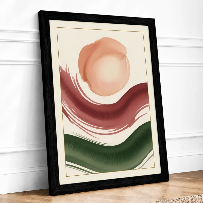 Organic Forms in Earth Minimalist Framed Wall Art Print A1 (84.1×59.4cm) Black, Wall Decor for Living Room, Bedroom, Office & Home, Ready to Hang, Art Gift