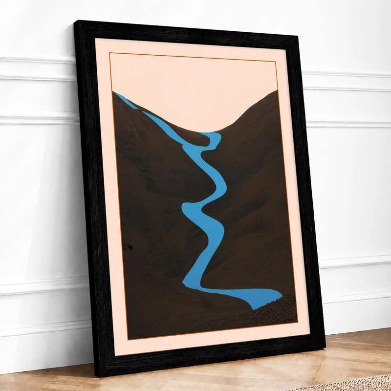 Winding River Graphic Art Framed Wall Art Print A1 (84.1×59.4cm) Black, Wall Decor for Living Room, Bedroom, Office & Home, Ready to Hang, Art Gift - Image 1