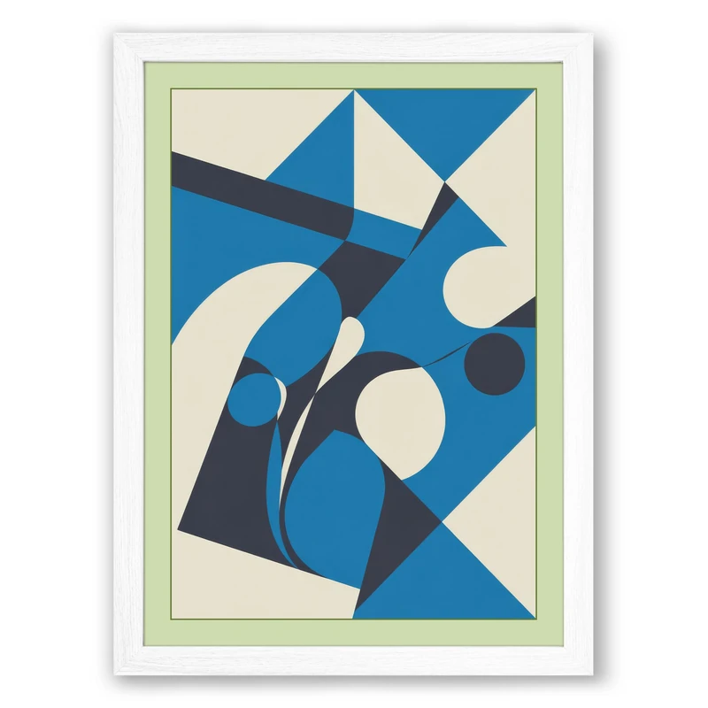Motion Geometric Framed Wall Art Print A1 (84.1×59.4cm) White, Wall Decor for Living Room, Bedroom, Office & Home, Ready to Hang, Art Gift