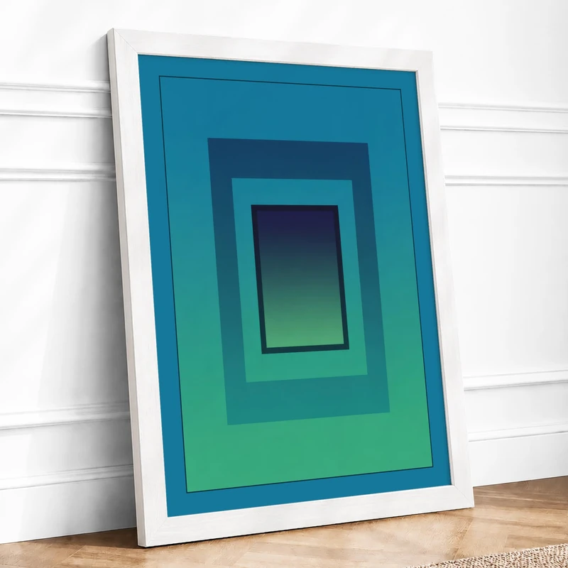 Nested Rectangles Minimalist Framed Wall Art Print A1 White