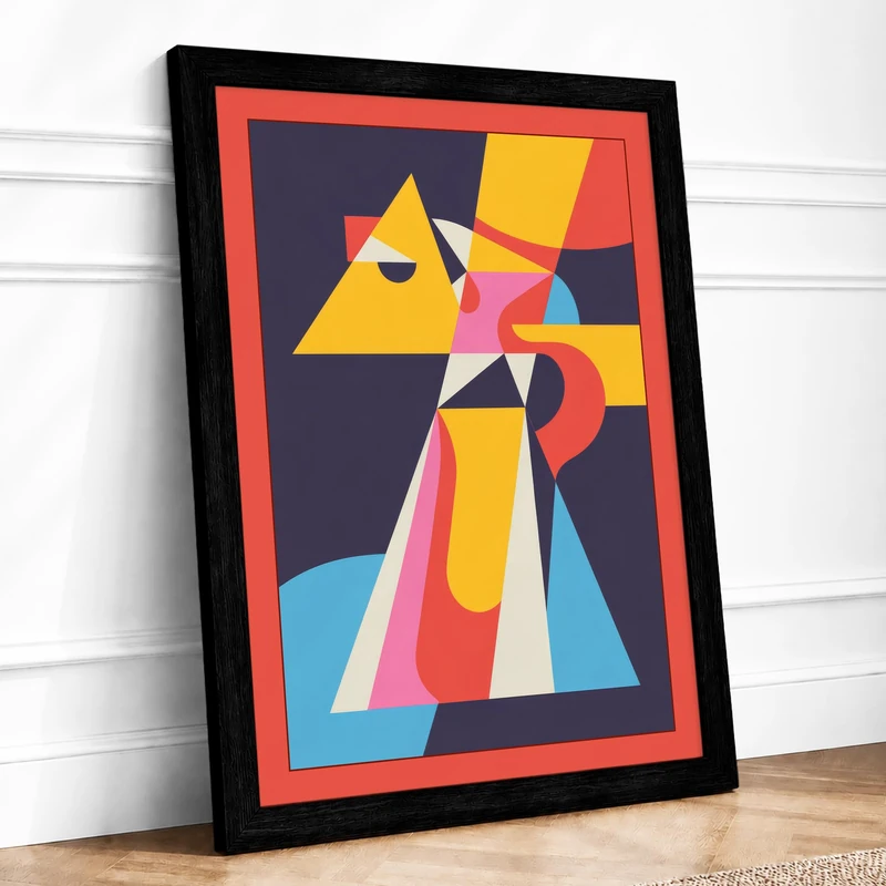 Curious Geometry Geometric Framed Wall Art Print A1 (84.1×59.4cm) Black, Wall Decor for Living Room, Bedroom, Office & Home, Ready to Hang, Art Gift - Image 1