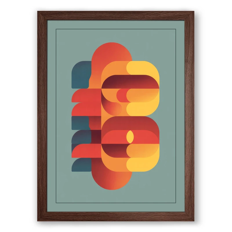 Strata Geometric Framed Wall Art Print A1 (84.1×59.4cm) Walnut, Wall Decor for Living Room, Bedroom, Office & Home, Ready to Hang, Art Gift