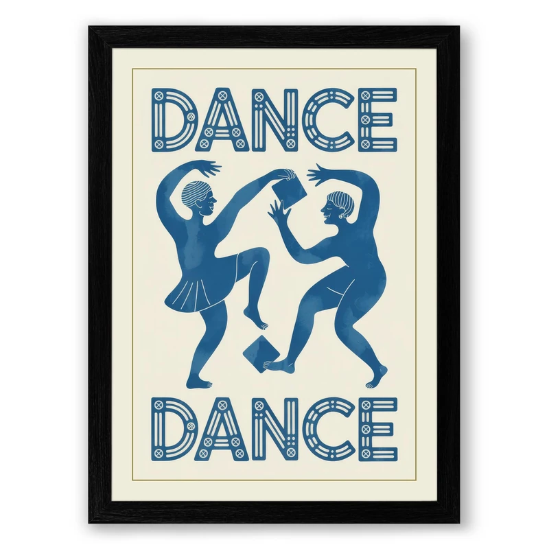 Dance Together Modern Framed Wall Art Print A1 (84.1×59.4cm) Black, Wall Decor for Living Room, Bedroom, Office & Home, Ready to Hang, Art Gift