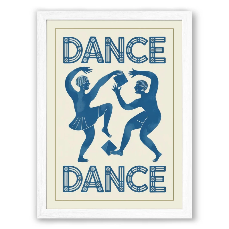 Dance Together Modern Framed Wall Art Print A1 (84.1×59.4cm) White, Wall Decor for Living Room, Bedroom, Office & Home, Ready to Hang, Art Gift