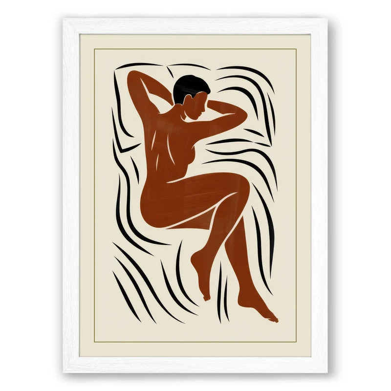 Figure in Motion Minimalist Framed Wall Art Print A1 (84.1×59.4cm) White, Wall Decor for Living Room, Bedroom, Office & Home, Ready to Hang, Art Gift