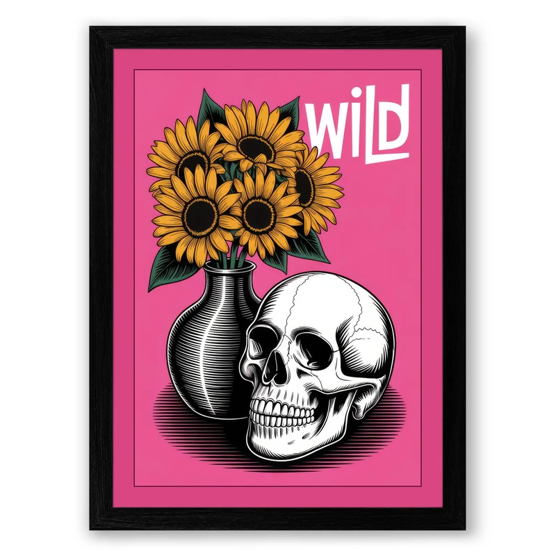 Wild Bloom Memento Eclectic Framed Wall Art Print A1 (84.1×59.4cm) Black, Wall Decor for Living Room, Bedroom, Office & Home, Ready to Hang, Art Gift - Image 1