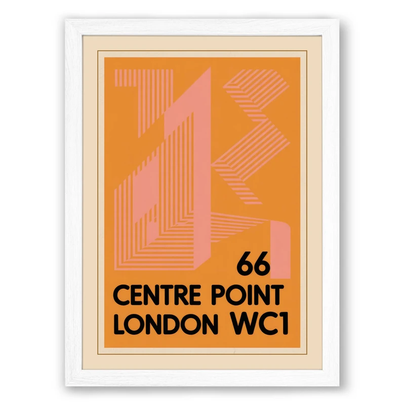 Centre Point London Retro Framed Wall Art Print A1 (84.1×59.4cm) White, Wall Decor for Living Room, Bedroom, Office & Home, Ready to Hang, Art Gift