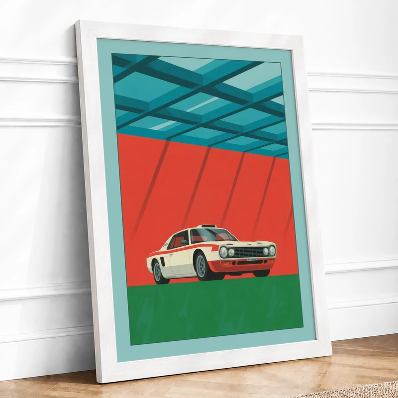 Vintage Speed Machine Retro Framed Wall Art Print A1 (84.1×59.4cm) White, Wall Decor for Living Room, Bedroom, Office & Home, Ready to Hang, Art Gift