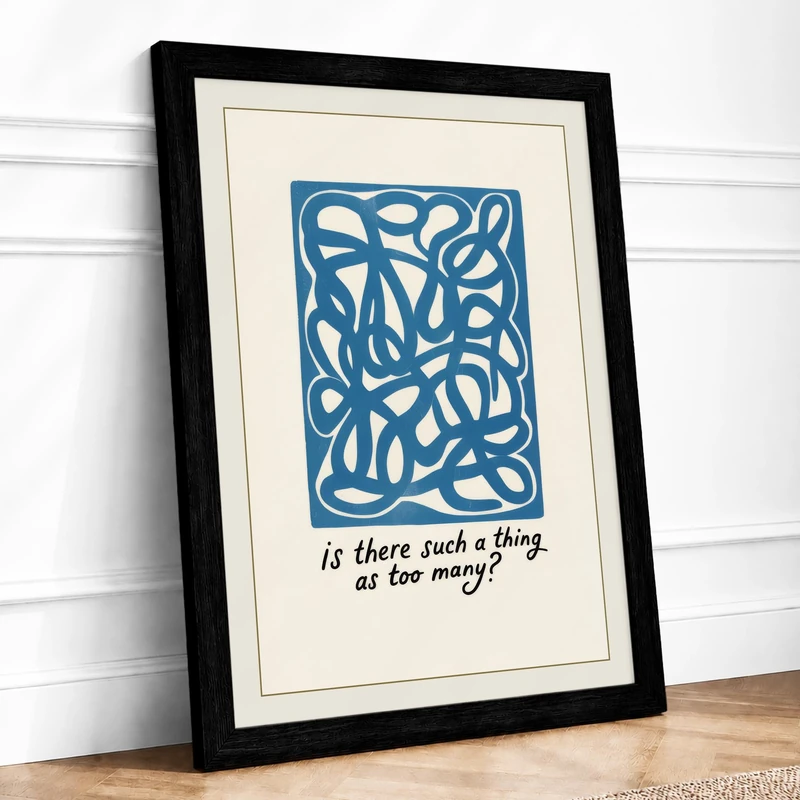 Too Many Shapes Typography Framed Wall Art Print A1 (84.1×59.4cm) Black, Wall Decor for Living Room, Bedroom, Office & Home, Ready to Hang, Art Gift