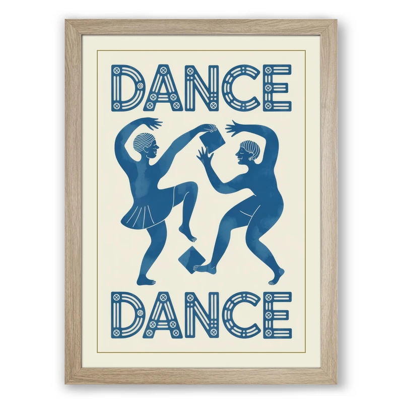 Dance Together Modern Framed Wall Art Print A1 (84.1×59.4cm) Oak, Wall Decor for Living Room, Bedroom, Office & Home, Ready to Hang, Art Gift
