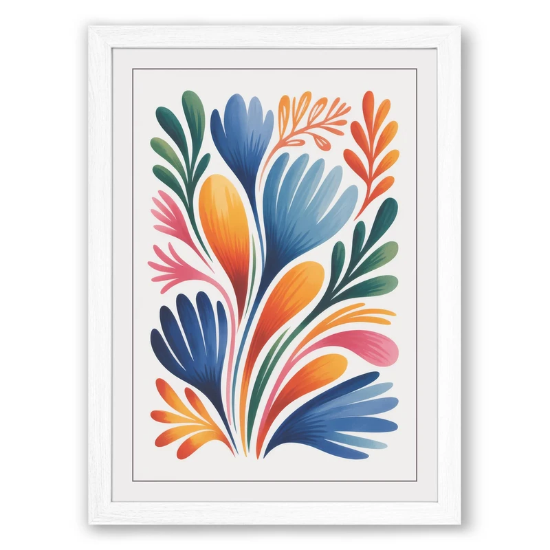 Radiance Botanical Framed Wall Art Print A1 (84.1×59.4cm) White, Wall Decor for Living Room, Bedroom, Office & Home, Ready to Hang, Art Gift