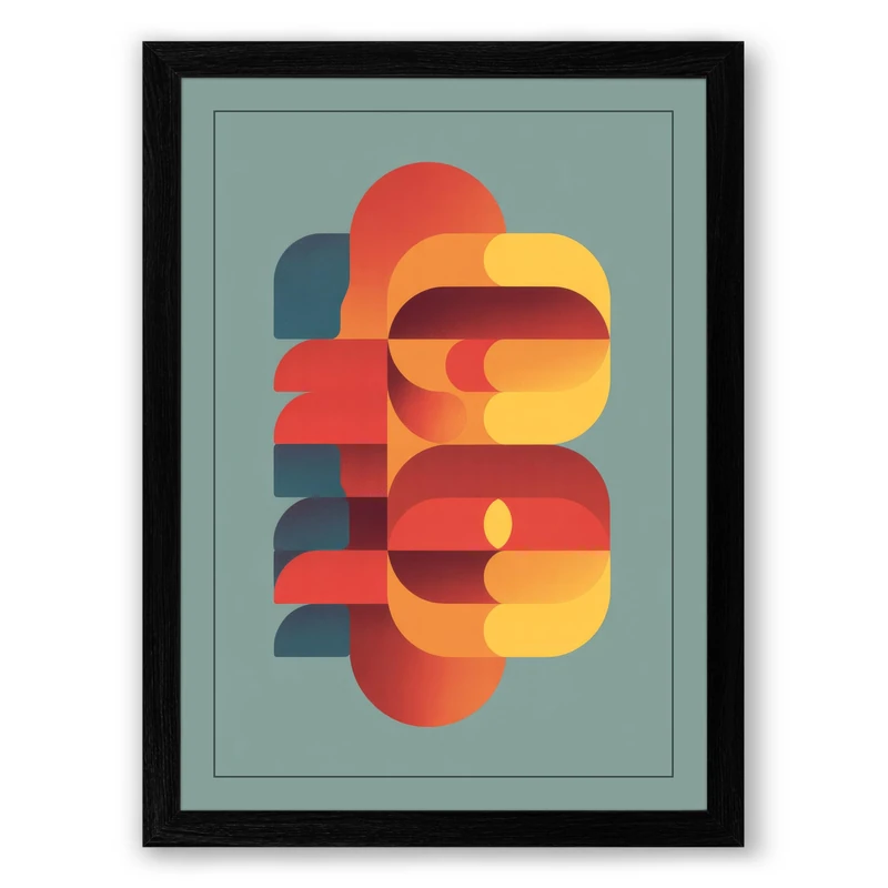 Strata Geometric Framed Wall Art Print A1 (84.1×59.4cm) Black, Wall Decor for Living Room, Bedroom, Office & Home, Ready to Hang, Art Gift