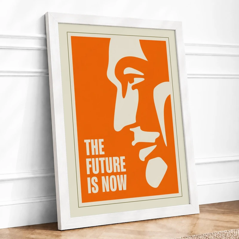 The Future Is Now Modern Framed Wall Art Print A1 (84.1×59.4cm) White, Wall Decor for Living Room, Bedroom, Office & Home, Ready to Hang, Art Gift