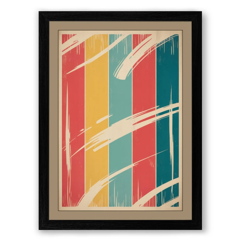Flowing Stripes Geometric Framed Wall Art Print A1 (84.1×59.4cm) Black, Wall Decor for Living Room, Bedroom, Office & Home, Ready to Hang, Art Gift