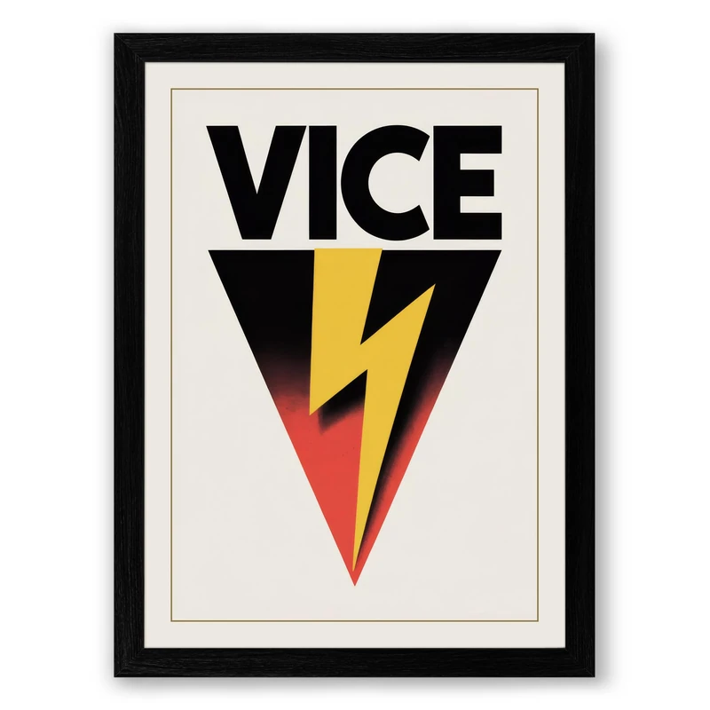 Vice Lightning Geometric Framed Wall Art Print A1 (84.1×59.4cm) Black, Wall Decor for Living Room, Bedroom, Office & Home, Ready to Hang, Art Gift - Image 1