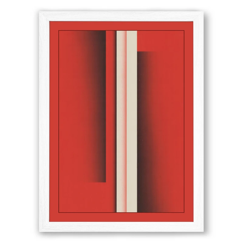 White Stripe Study Minimalist Framed Wall Art Print A1 (84.1×59.4cm) White, Wall Decor for Living Room, Bedroom, Office & Home, Ready to Hang, Art Gift