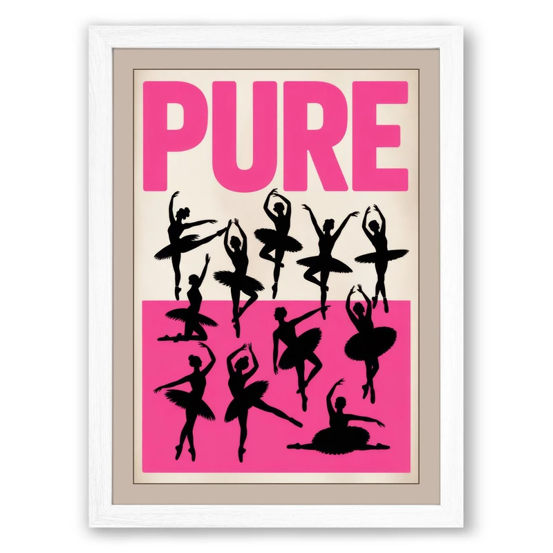Pure Motion Modern Framed Wall Art Print A1 (84.1×59.4cm) White, Wall Decor for Living Room, Bedroom, Office & Home, Ready to Hang, Art Gift