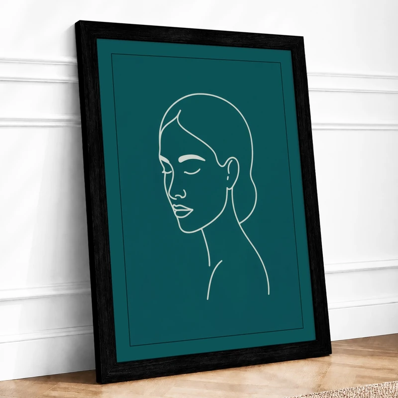 Portrait Line Minimalist Framed Wall Art Print A1 (84.1×59.4cm) Black, Wall Decor for Living Room, Bedroom, Office & Home, Ready to Hang, Art Gift - Image 1
