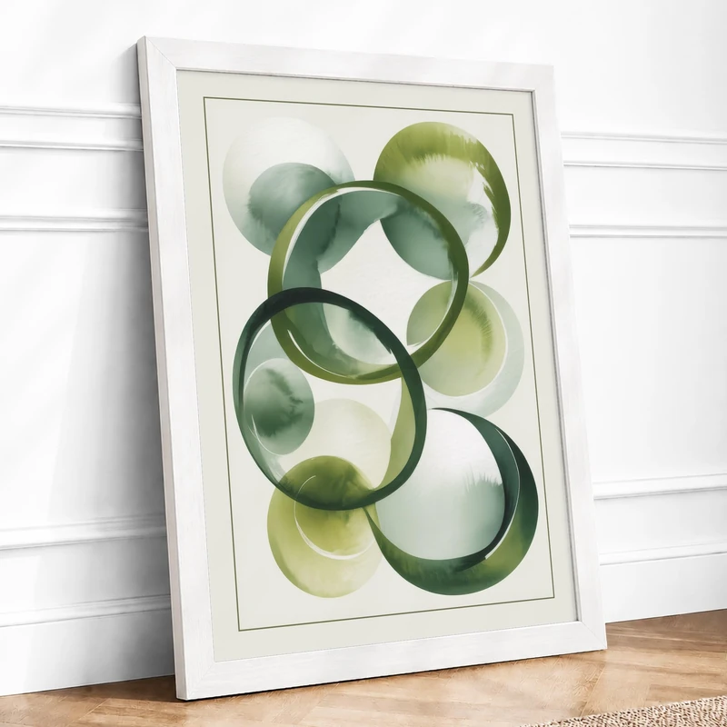 Organic Circles Botanical Framed Wall Art Print A1 (84.1×59.4cm) White, Wall Decor for Living Room, Bedroom, Office & Home, Ready to Hang, Art Gift - Image 1