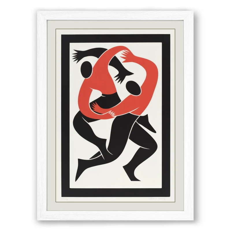 Dance in Silhouette Expressionism Framed Wall Art Print A1 (84.1×59.4cm) White, Wall Decor for Living Room, Bedroom, Office & Home, Ready to Hang, Art Gift