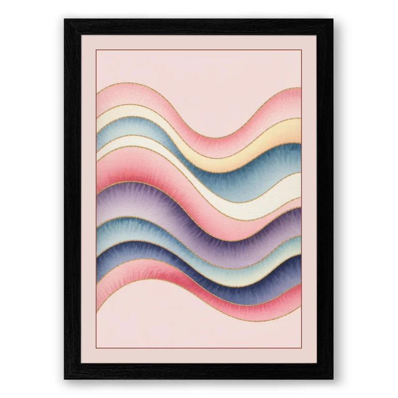 Layered Serenity Minimalist Framed Wall Art Print A1 (84.1×59.4cm) Black, Wall Decor for Living Room, Bedroom, Office & Home, Ready to Hang, Art Gift