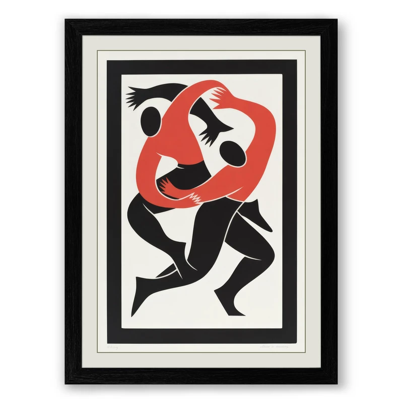 Dance in Silhouette Expressionism Framed Wall Art Print A1 (84.1×59.4cm) Black, Wall Decor for Living Room, Bedroom, Office & Home, Ready to Hang, Art Gift - Image 1