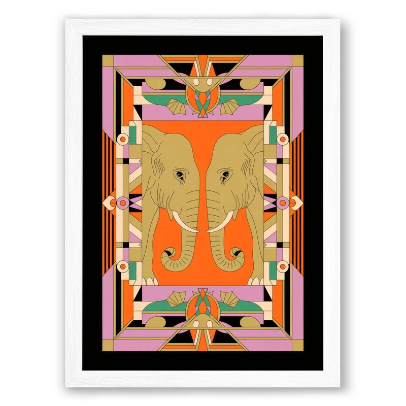 Symmetrical Butterfly Frame Eclectic Framed Wall Art Print A1 (84.1×59.4cm) White, Wall Decor for Living Room, Bedroom, Office & Home, Ready to Hang, Art Gift