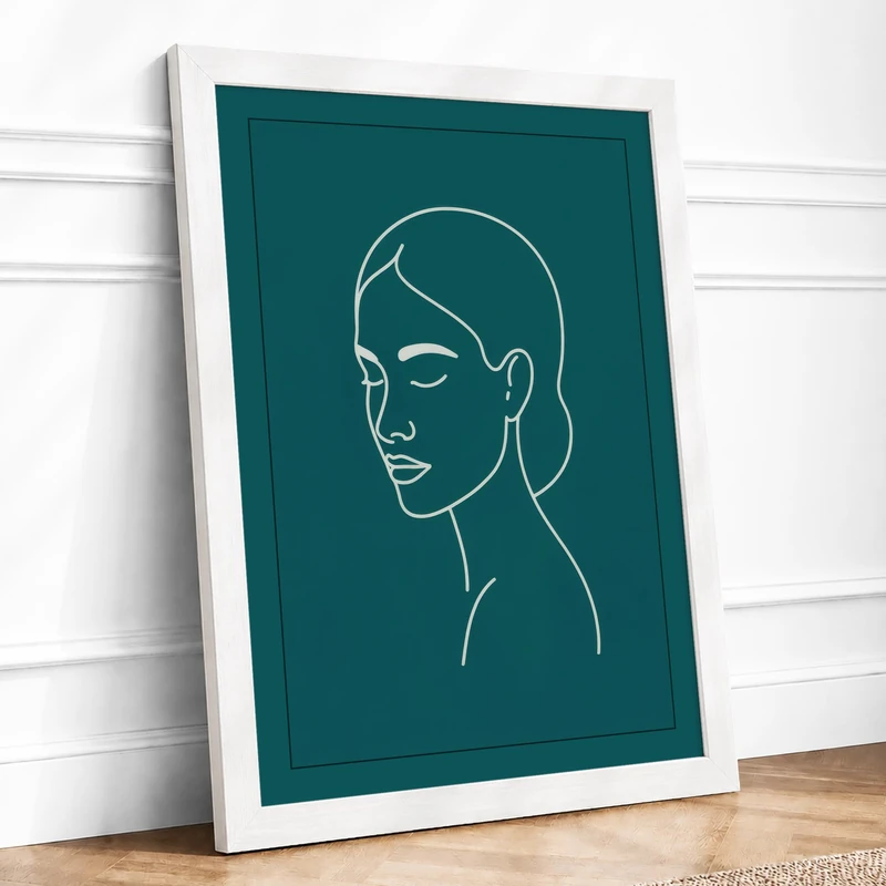 Portrait Line Minimalist Framed Wall Art Print A1 (84.1×59.4cm) White, Wall Decor for Living Room, Bedroom, Office & Home, Ready to Hang, Art Gift - Image 1