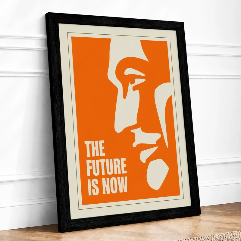The Future Is Now Modern Framed Wall Art Print A1 (84.1×59.4cm) Black, Wall Decor for Living Room, Bedroom, Office & Home, Ready to Hang, Art Gift