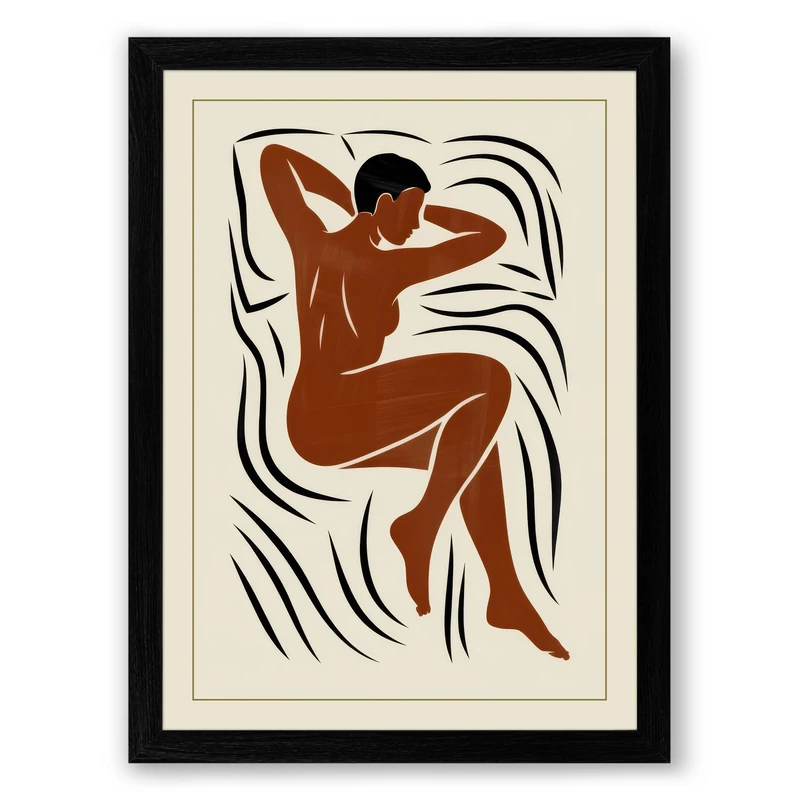 Figure in Motion Minimalist Framed Wall Art Print A1 (84.1×59.4cm) Black, Wall Decor for Living Room, Bedroom, Office & Home, Ready to Hang, Art Gift