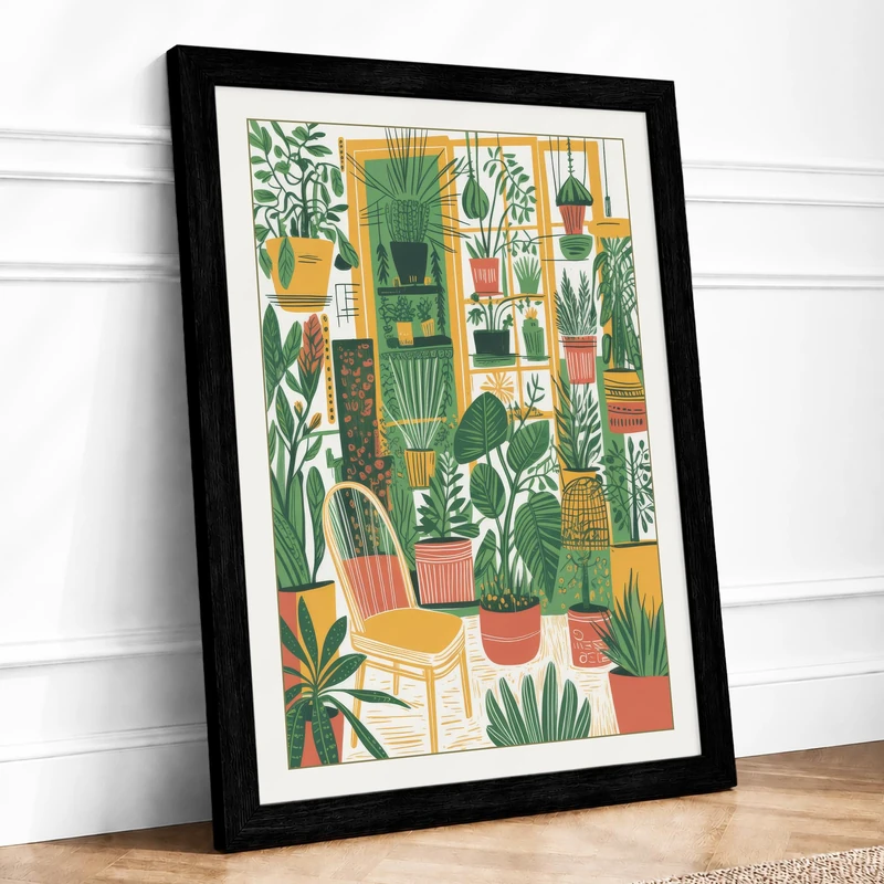 Plant Lover's Interior Botanical Framed Wall Art Print A1 (84.1×59.4cm) Black, Wall Decor for Living Room, Bedroom, Office & Home, Ready to Hang, Art Gift