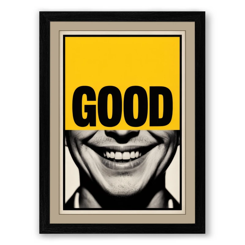 Good Vibes Pop Art Framed Wall Art Print A1 (84.1×59.4cm) Black, Wall Decor for Living Room, Bedroom, Office & Home, Ready to Hang, Art Gift