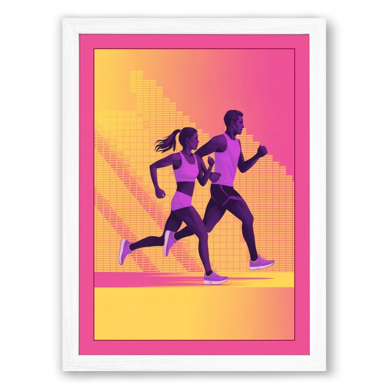 Athletes in Motion Modern Framed Wall Art Print A1 (84.1×59.4cm) White, Wall Decor for Living Room, Bedroom, Office & Home, Ready to Hang, Art Gift - Image 1
