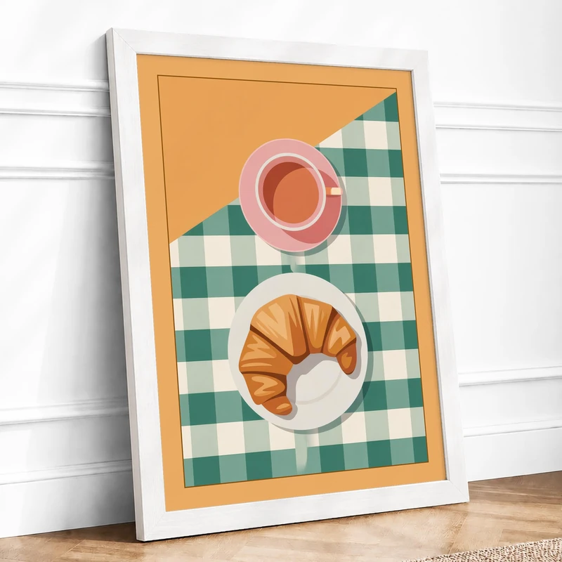 Breakfast at Leisure Minimalist Framed Wall Art Print A1 (84.1×59.4cm) White, Wall Decor for Living Room, Bedroom, Office & Home, Ready to Hang, Art Gift - Image 1