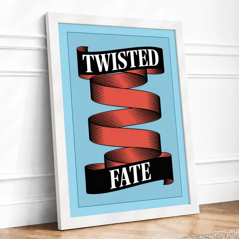 Twisted Fate Modern Framed Wall Art Print A1 (84.1×59.4cm) White, Wall Decor for Living Room, Bedroom, Office & Home, Ready to Hang, Art Gift - Image 1