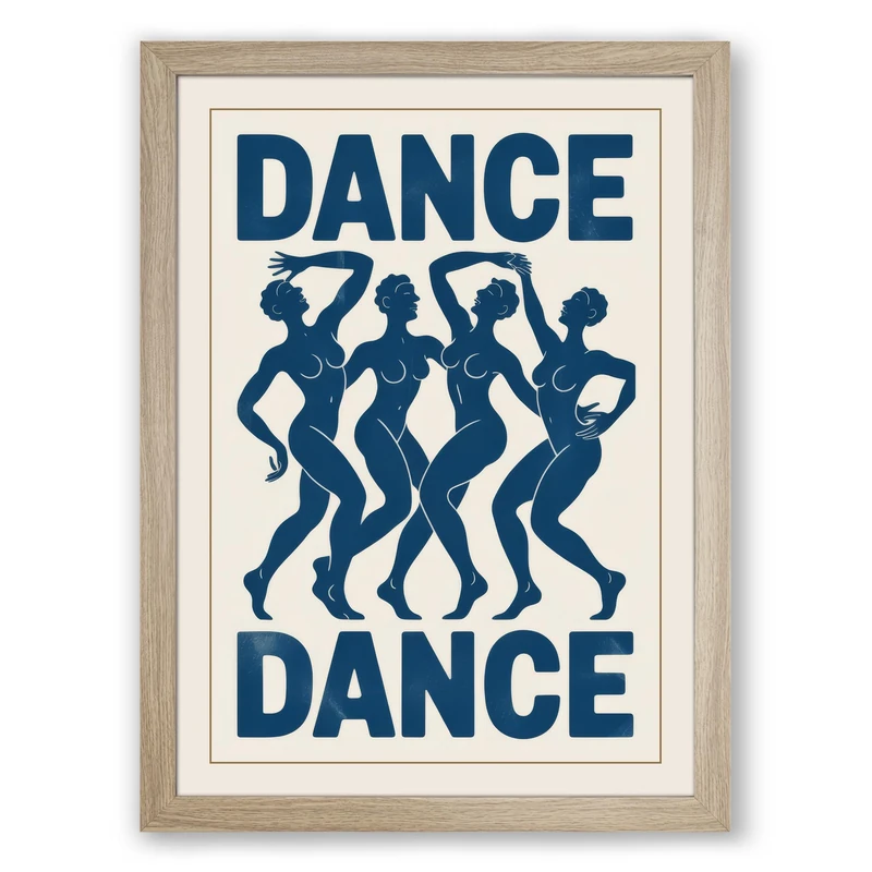 Dance in Motion Graphic Design Framed Wall Art Print A1 (84.1×59.4cm) Oak, Wall Decor for Living Room, Bedroom, Office & Home, Ready to Hang, Art Gift - Image 1