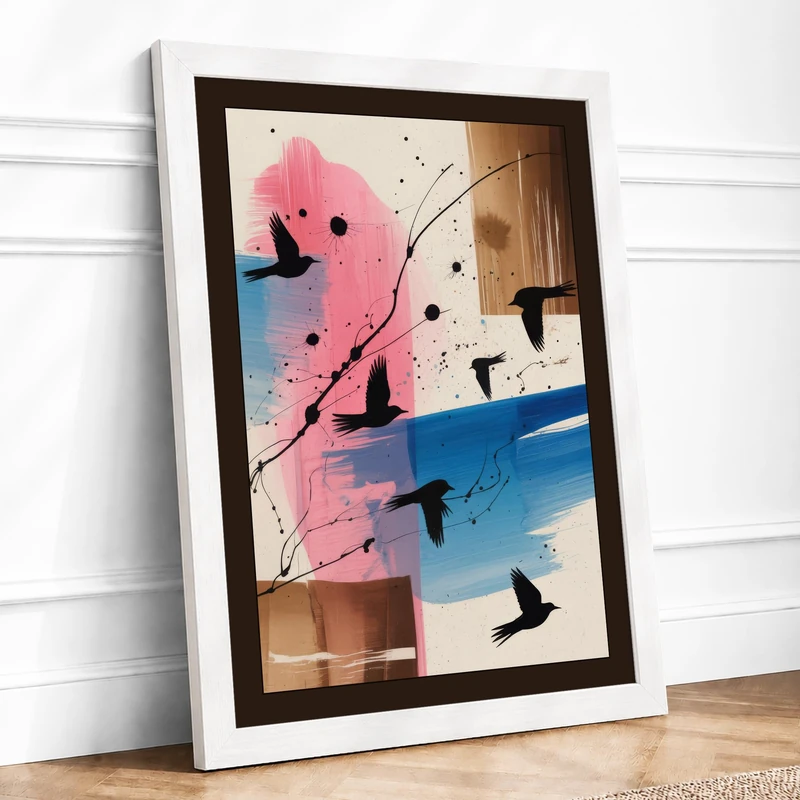 Seahorse in Motion Abstract Framed Wall Art Print A1 (84.1×59.4cm) White, Wall Decor for Living Room, Bedroom, Office & Home, Ready to Hang, Art Gift - Image 1