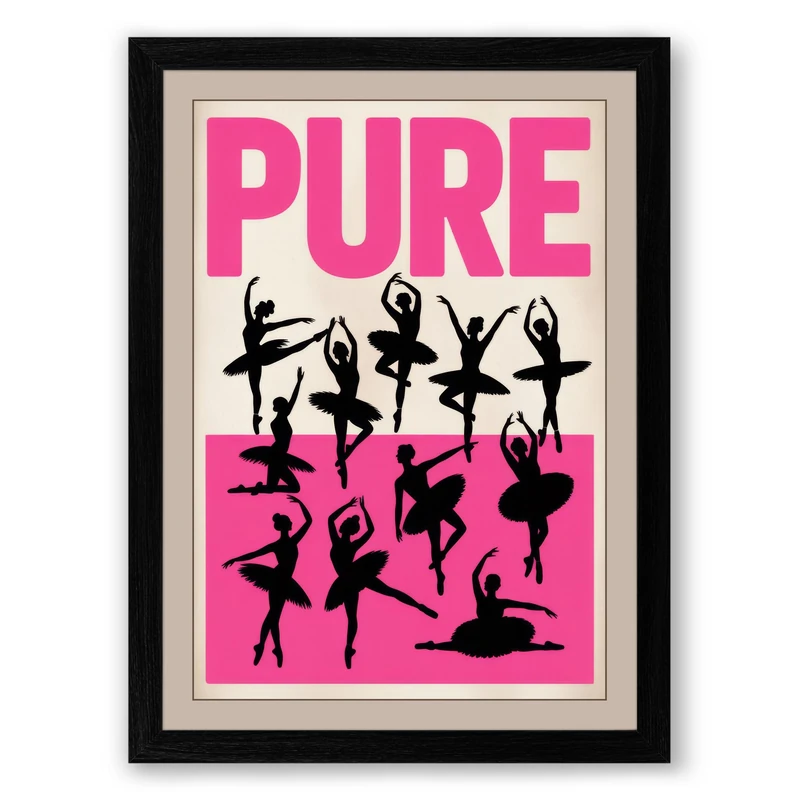 Pure Motion Modern Framed Wall Art Print A1 (84.1×59.4cm) Black, Wall Decor for Living Room, Bedroom, Office & Home, Ready to Hang, Art Gift