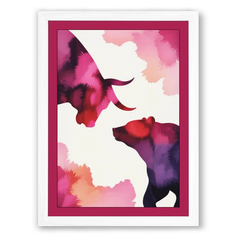 Elephants in Conversation Boho Framed Wall Art Print A1 (84.1×59.4cm) White, Wall Decor for Living Room, Bedroom, Office & Home, Ready to Hang, Art Gift